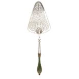 George III sterling pudding trowel, Charles Aldridge & Henry Green London dated 1774, ornate