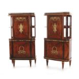 Fine pair French or Russian bronze-mounted mahogany cabinets late 19th/early 20th century, green-