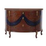 Continental style painted D-shape console cabinet label reading: FEUILLE DE CHENE, RICHARD WRIGHT/