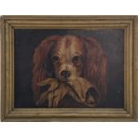Antique dog paintings probably 19th century, KING CHARLES and TERRIER, oil on board, framed,