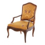 Louis XV style herringbone-inlaid maple armchair BH39 1/2"" SH17"" W27"" D25"" Provenance: North
