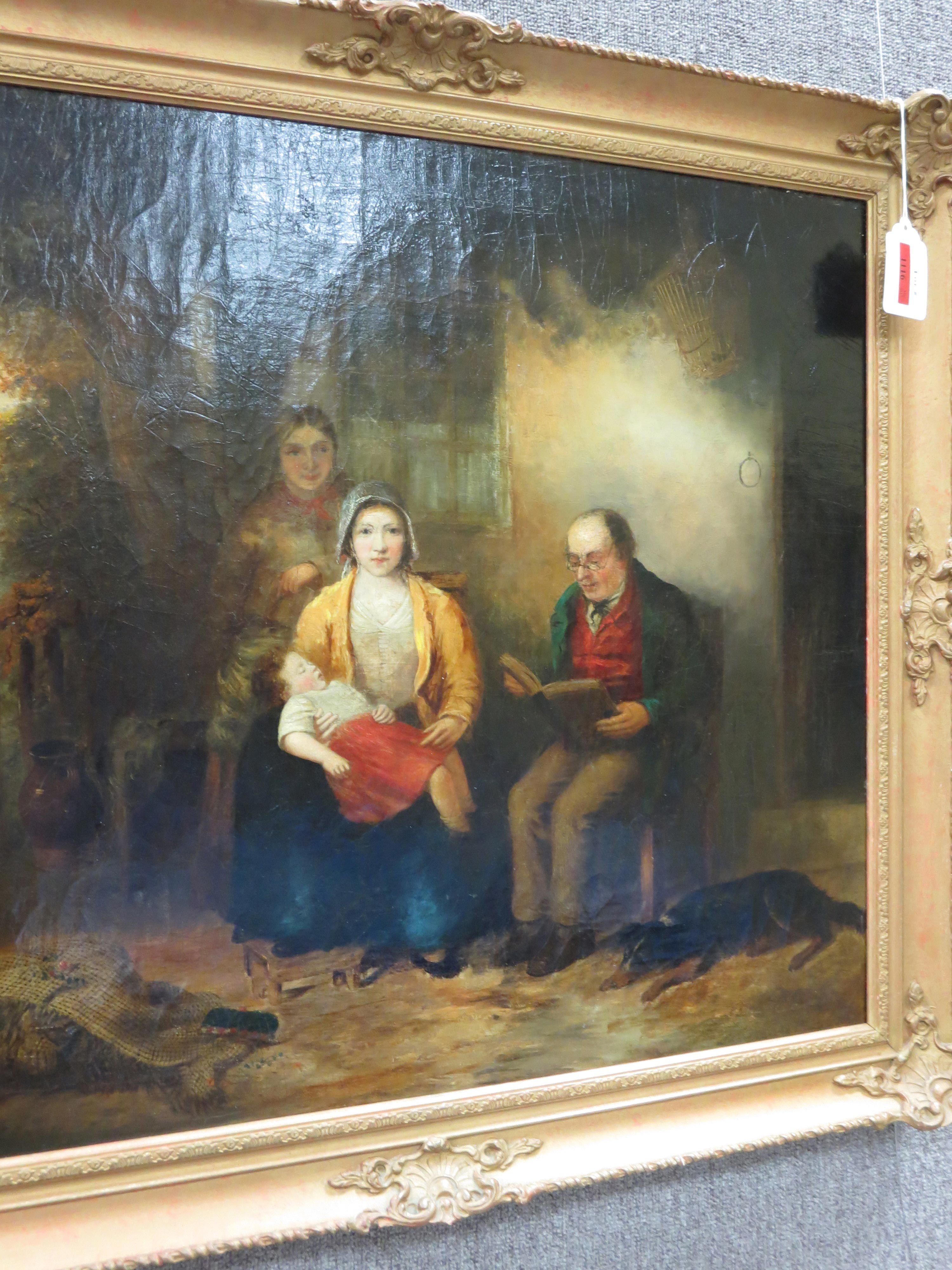 British school, 19th century PORTRAIT OF FAMILY READING oil on canvas, framed, unsigned H25 1/2" - Image 11 of 11
