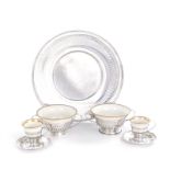 American sterling tray, demitasse and cream soups Tuttle tray Dia.10" 6 Gorham cream soups with