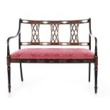 Regency style black lacquer and gilt settee BH35"" SH19"" W44"" D18"" Provenance: South Carolina