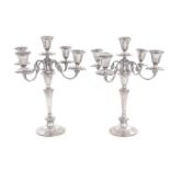 Pair Gorham sterling live-light candelabra pattern 1130, H14" Dia.12 1/2" (2pcs) Provenance: