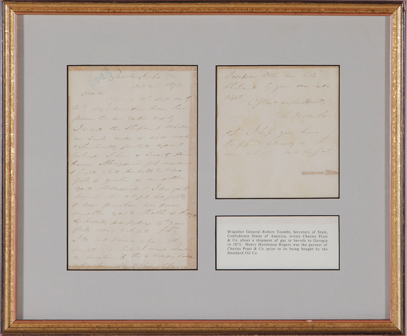 Robert Toombs letter to Charles Pratt & Co about shipment dated December 21, 1875, letter from - Image 2 of 3