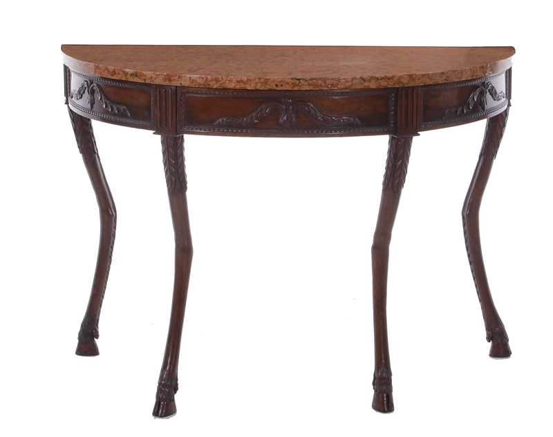 Empire fruitwood and marbletop console table Northern European, first quarter 19th century, rouge
