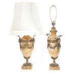 Pair French bronze-mounted marble urn-form lamps early 20th century, H37" (2pcs) Provenance: North