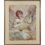 American school, 20th century ANGEL mixed media on paper, framed, signed lower right, Jon Corbino