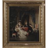 J. Voelckers (French, late 19th century) THE SEDUCTION oil on panel, framed, signed & dated PARIS