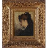 Alfred Emile Leopold Stevens (Belgian, 1823-1906) PORTRAIT OF A BEAUTY oil on panel, framed,