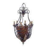 Parcel-gilt metal and faux-shell chandelier H40"" Dia.20 1/2"" Provenance: Property of a gentleman