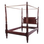 Sheraton style mahogany tall post bed H85"" W62"" L83 1/2"" Provenance: Rev. English Hopkins