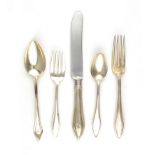 Towle Mary Chilton pattern sterling flatware circa 1912, comprising: 12 HH knives L9" 11 forks L7