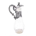 German metal-mounted and glass claret jug, attrib. Koch & Bergfeld late 19th century, Rococo