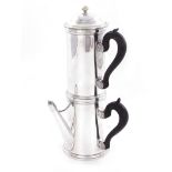 French silverplate coffee biggin, Emile Raton 19th century, covered straining cylinder on flared