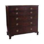 Georgian mahogany chest of drawers circa 1820, configuration of drawers on ogee bracket feet; H47"