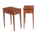 Pair Federal style inlaid cherry side tables H28"" W13 1/2"" D21 1/2"" (2pcs) Provenance: Estate
