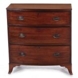 English mahogany diminutive bowfront chest of drawers circa 1850; H36"" W34"" D17 1/2""