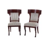 Pair Empire mahogany side chairs, Jacob Freres circa 1796-1803, concave backrest, molded seatrail,