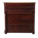 English Classical mahogany chest/desk circa 1850, with secretary drawers, H50" W50" D22" Provenance: