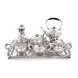 Sheffield Silver Co. silverplate tea and coffee service with tray first quarter 20th century,