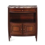 Continental inlaid mahogany and marbletop cabinet early 20th century, H32" W27" D14" Provenance: