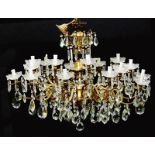 Continental gilt-bronze and crystal twenty-light chandelier early 20th century, H32" Dia.40"