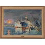 V. Galen (American, 20th century) NEW YORK HARBOR oil on canvas, framed, signed & dated: V. GALEN,