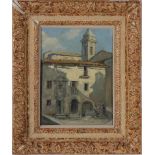 Italian school (early 20th century) PIAZZA DONIZETTI, RIOFREDDO oil on panel, framed, unsigned,