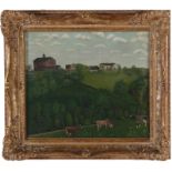 John Kane (Pennsylvania, 1860-1934) SQUIRREL HILL FARM (double-sided painting) oil on board, framed,