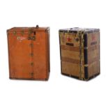 Oshkosh and Crouch & Fitzgerald steamer trunks early 20th century, each marked and with initials A.