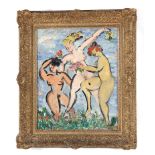 Max Weber (New York, 1881-1961) THREE GRACES oil on canvas, framed, signed H20" W16" Provenance:
