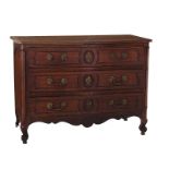 Louis XV Provincial carved oak commode late 18th century, serpentine front, paneled sides, scrolling