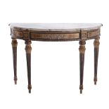 Louis XVI style carved and painted giltwood console table