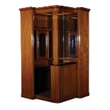 French Art Deco Style inlaid birch and marbletop bar cabinet