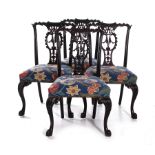 George III style carved mahogany chairs (4pcs)