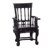 Chinese carved hardwood armchair