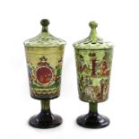 Near pair German enameled glass covered vessels (2pcs)