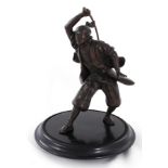 Japanese bronze Samurai sculpture, signed