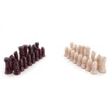 Continental glazed ceramic chessmen set (32pcs)