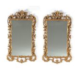 Pair Continental carved giltwood framed mirrors (2pcs)