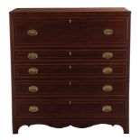 Southern inlaid mahogany chest with secretary drawer
