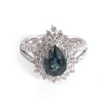 Natural sapphire and diamond ring