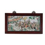 Chinese famille verte porcelain pictorial panel