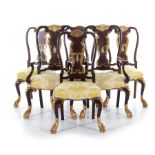 Continental carved parcel-gilt beechwood dining chairs (6pcs)