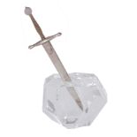 Steuben Excalibur paperweight and letter opener