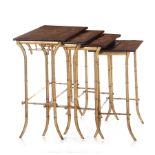 Japonesque lacquer and bamboo nest of tables (4pcs)