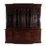 American mahogany breakfront bookcase