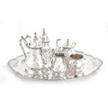 Lunt sterling tea and coffee service with waiter (6pcs)